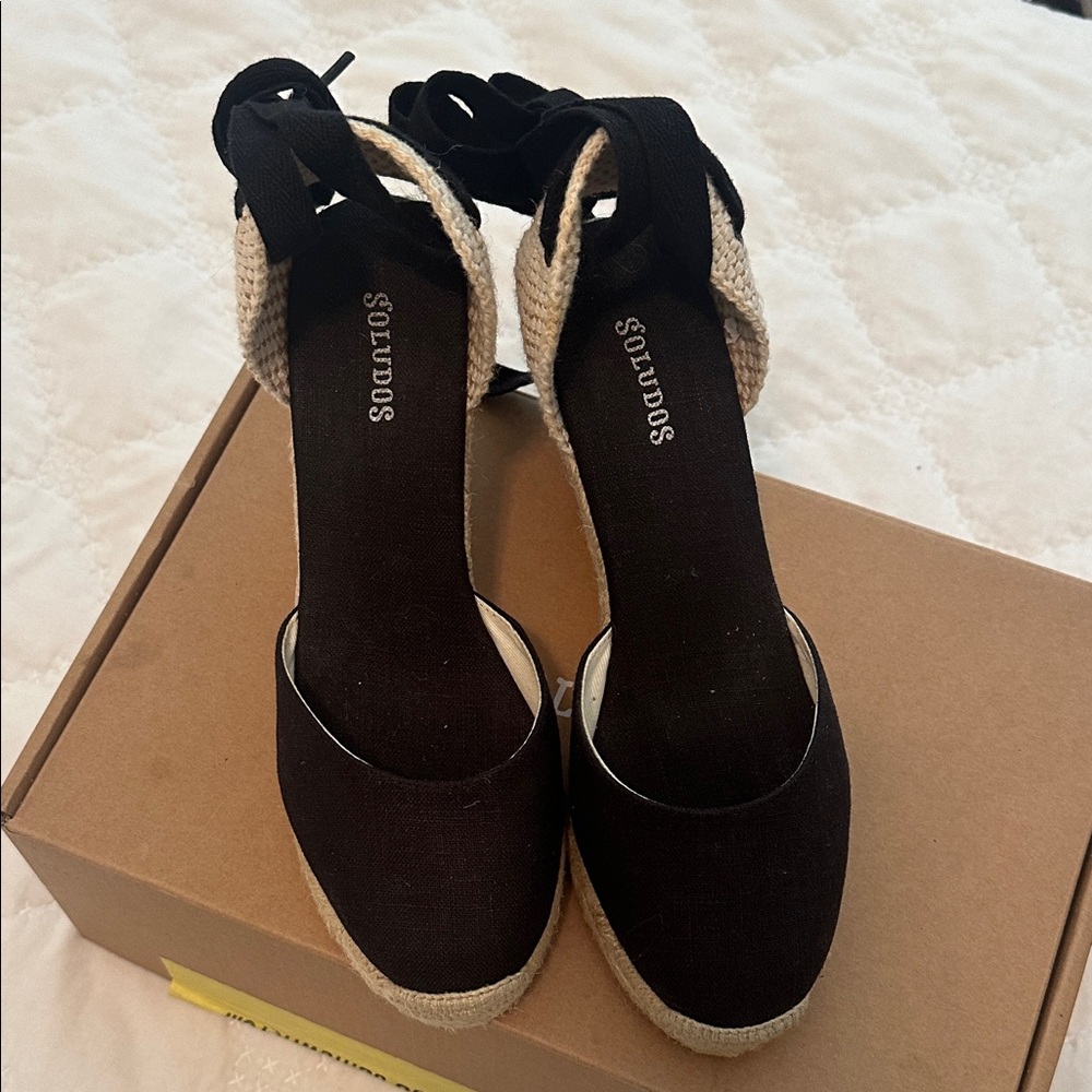 Soludos Black Espadrille Wedges